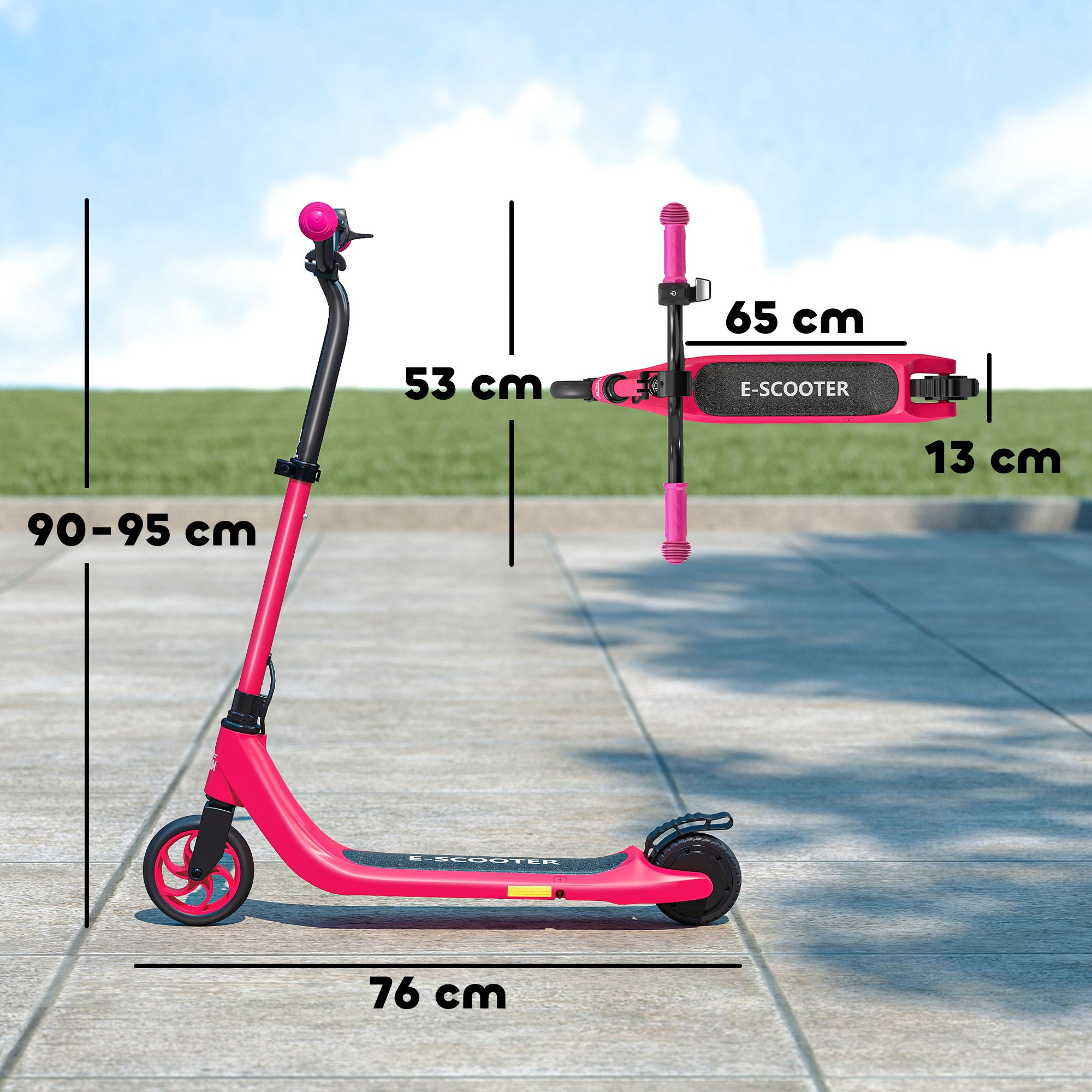 Kozy Kids Electric Scooter, Electric Scooters for Kids Ages 6+, 8 KM/H & 6 KM Lightweight E-Scooter, Adjustable Height, Rear Brake - Pink