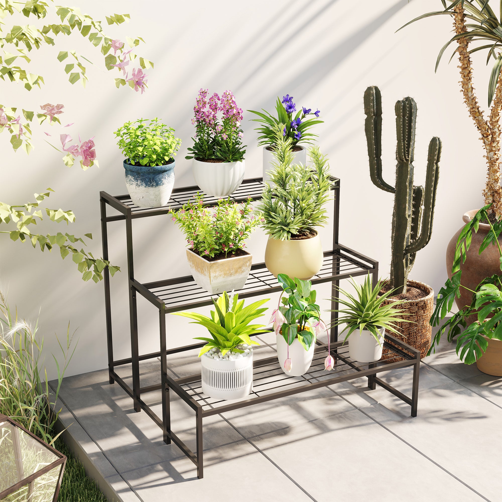 Kozy - Three-Tier Metal Plant Shelf - Black
