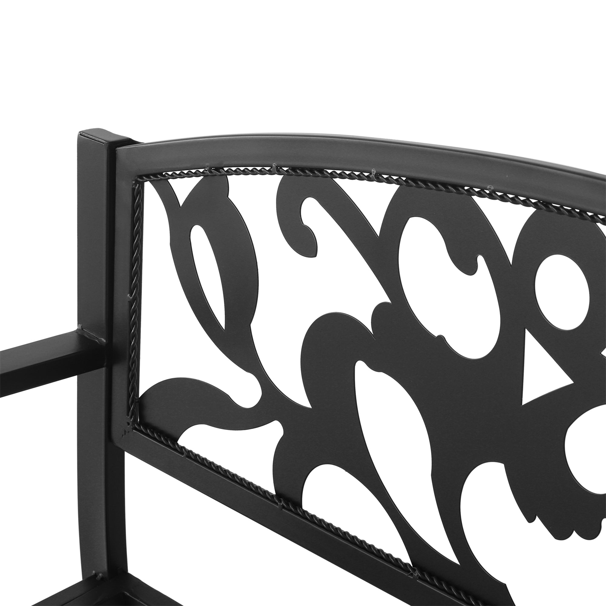 Outsunny Metal 2 Seater Patio Bench, Outdoor Garden Park Yard Furniture, Porch Chair, Black, 128L x 91H x 50W cm