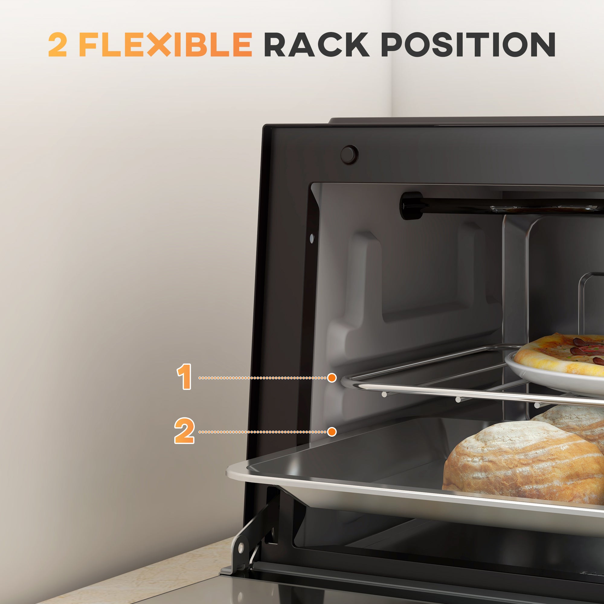 Kozy Mini Oven, 9L Countertop Electric Grill, Toaster Oven with Adjustable Temperature, Timer, Dishwasher Safe Baking Tray and Wire Rack, 750W, Black