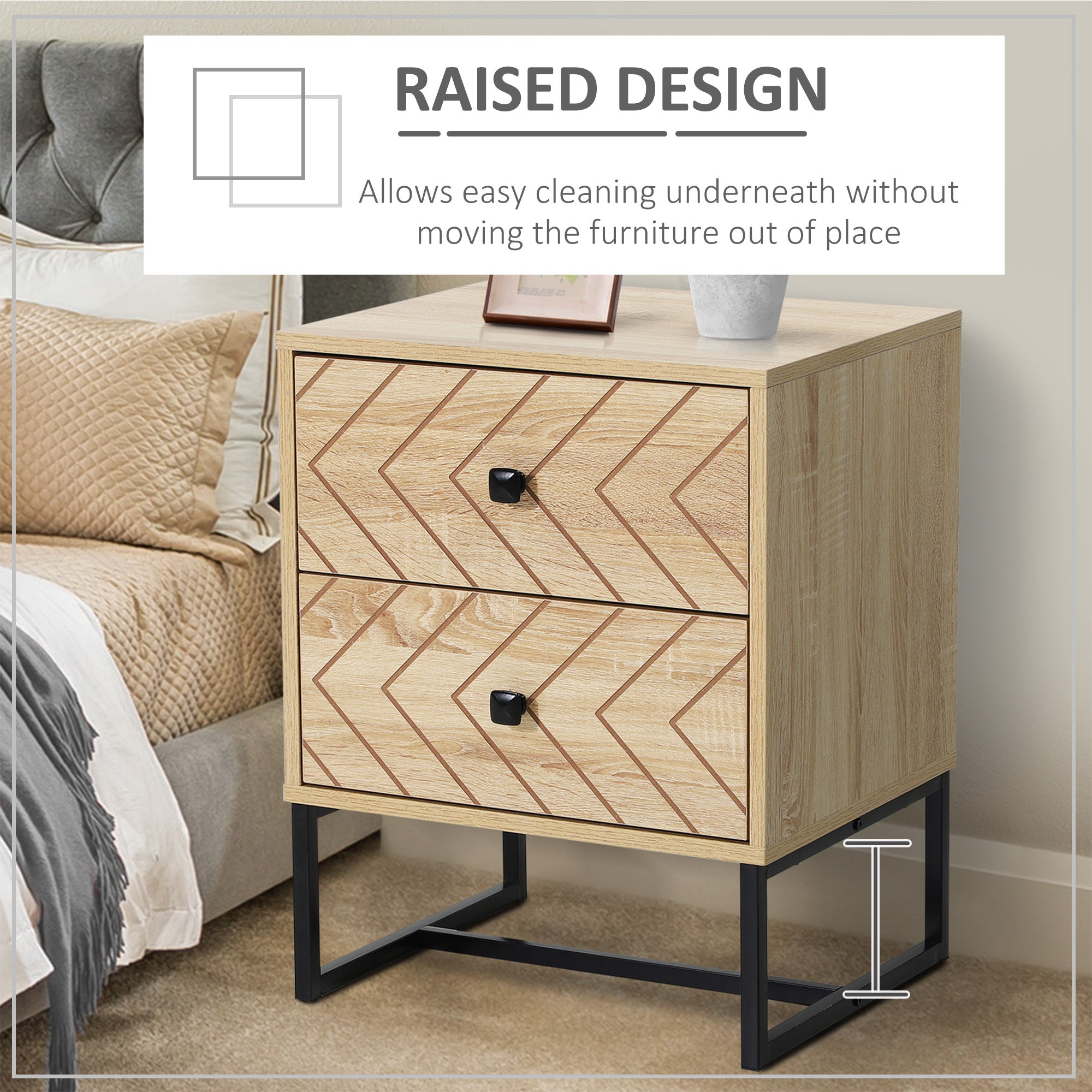 HOMCOM Unique Bedside Cabinet, Two