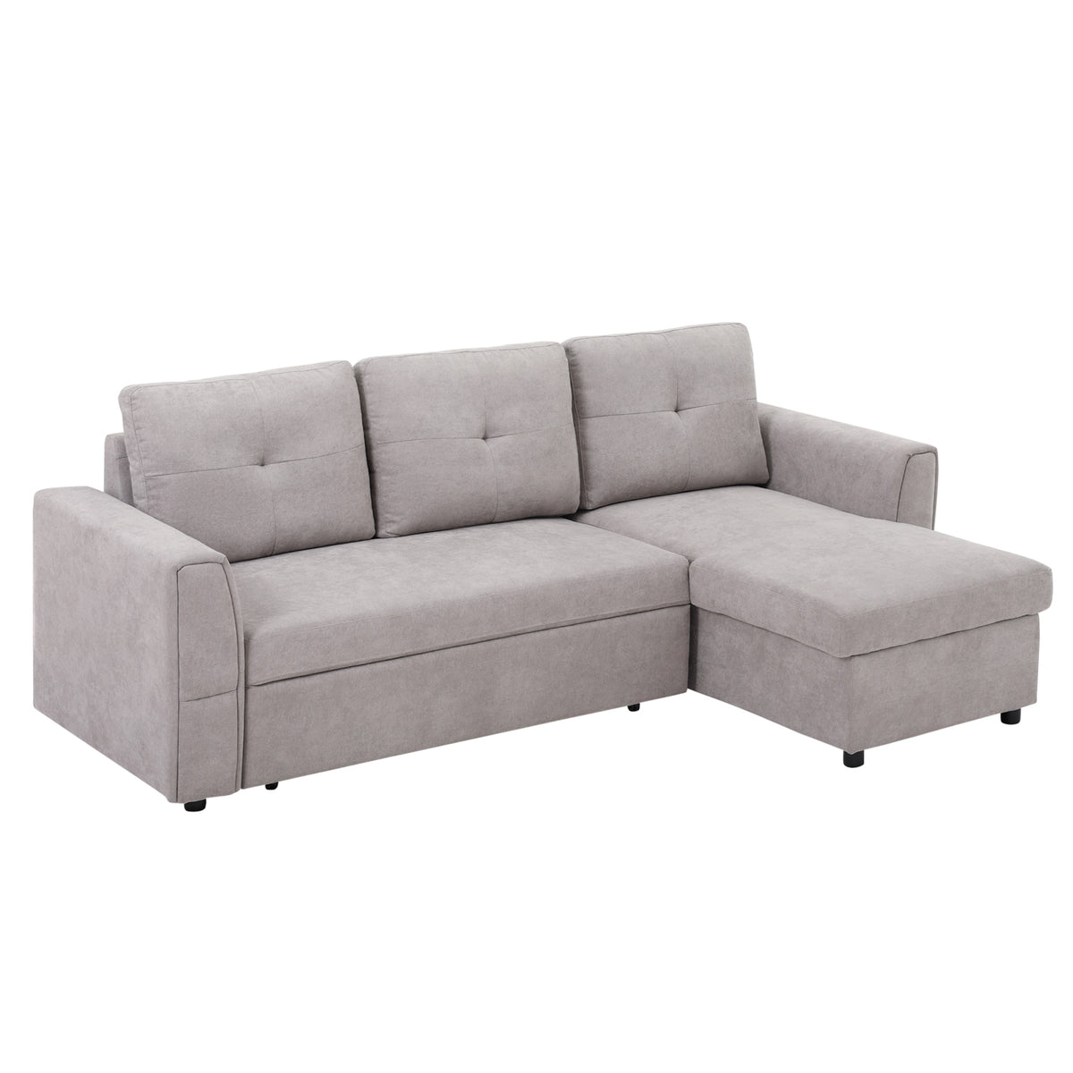 Kozy 3 Seater Sofa Bed, Pull Out Sofa Bed with Storage for Living Room, Light Grey