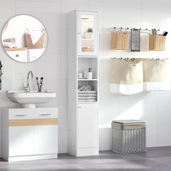 Kozy Tall Bathroom Storage Cabinet with Mirror, Freestanding Floor Cabinet Tallboy Unit with Adjustable Shelves, White
