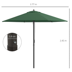 Kozy 2.8m Garden Parasol Umbrella, Round Outdoor Market Table Umbrella Sun Shade Canopy, Green