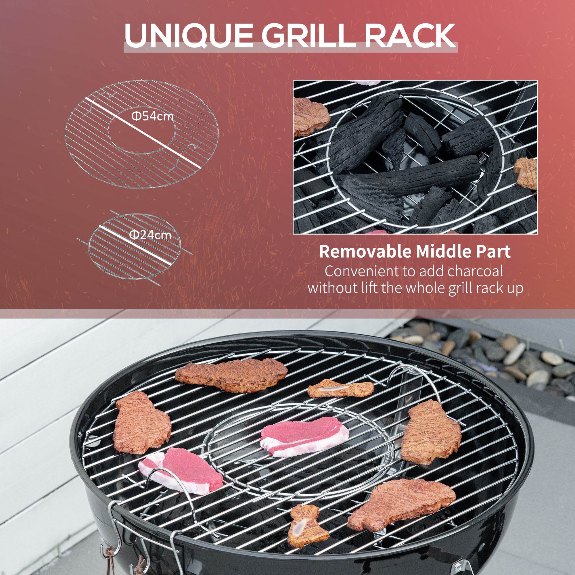Kozy Portable Kettle Charcoal Grill - Black