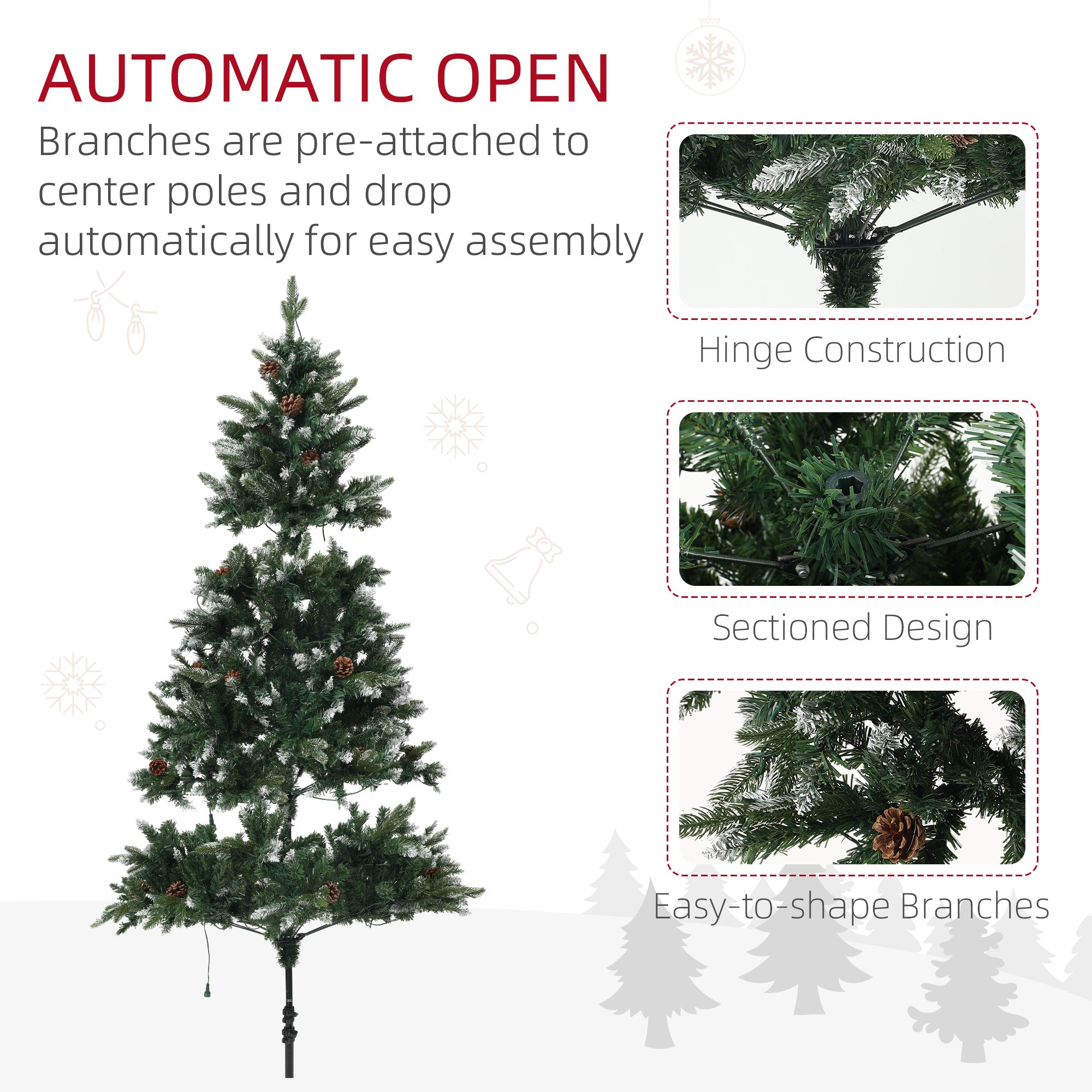 Kozy - 7ft LED Pre-Lit Artificial Christmas Tree, with Base