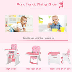 Kozy HDPE 3-in-1 Baby Booster High Chair Pink