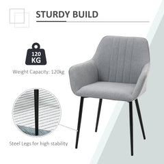 Kozy Dining Chairs Set of 4, Upholstered Linen Fabric Kitchen Chairs with Metal Legs for Living Room Dining Room, Light Grey