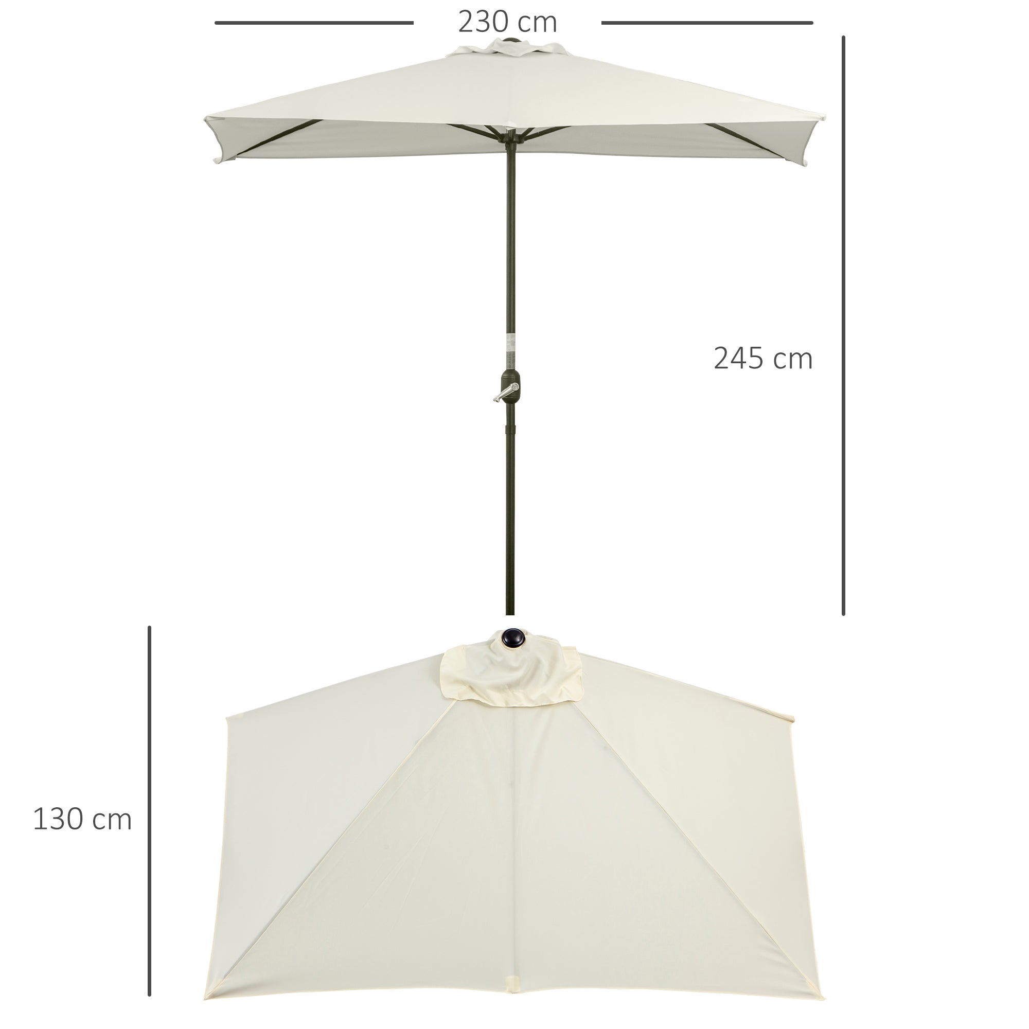 Outsunny Half Parasol for Balcony, 2.3m Semi