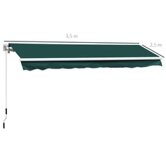 Kozy Manual Retractable Awning, 3.5x2.5 m-Green