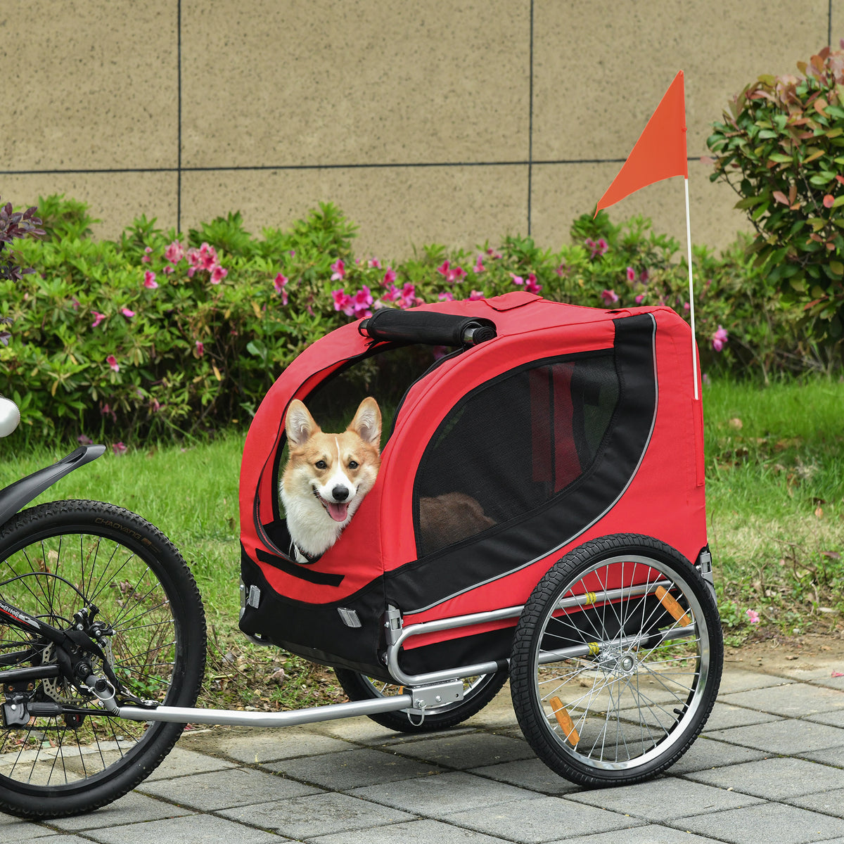 Pawhut Dog Bike Trailer Folding Bicycle Pet Trailer Dog Bike Jogger Travel Carrier W/Removable Cover