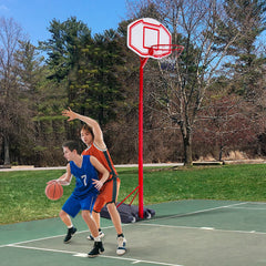 HOMCOM Steel Basketball Stand Height Adjustable Hoop Backboard Red