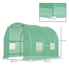 Kozy 245 x 200cm Polytunnel Greenhouse - Green