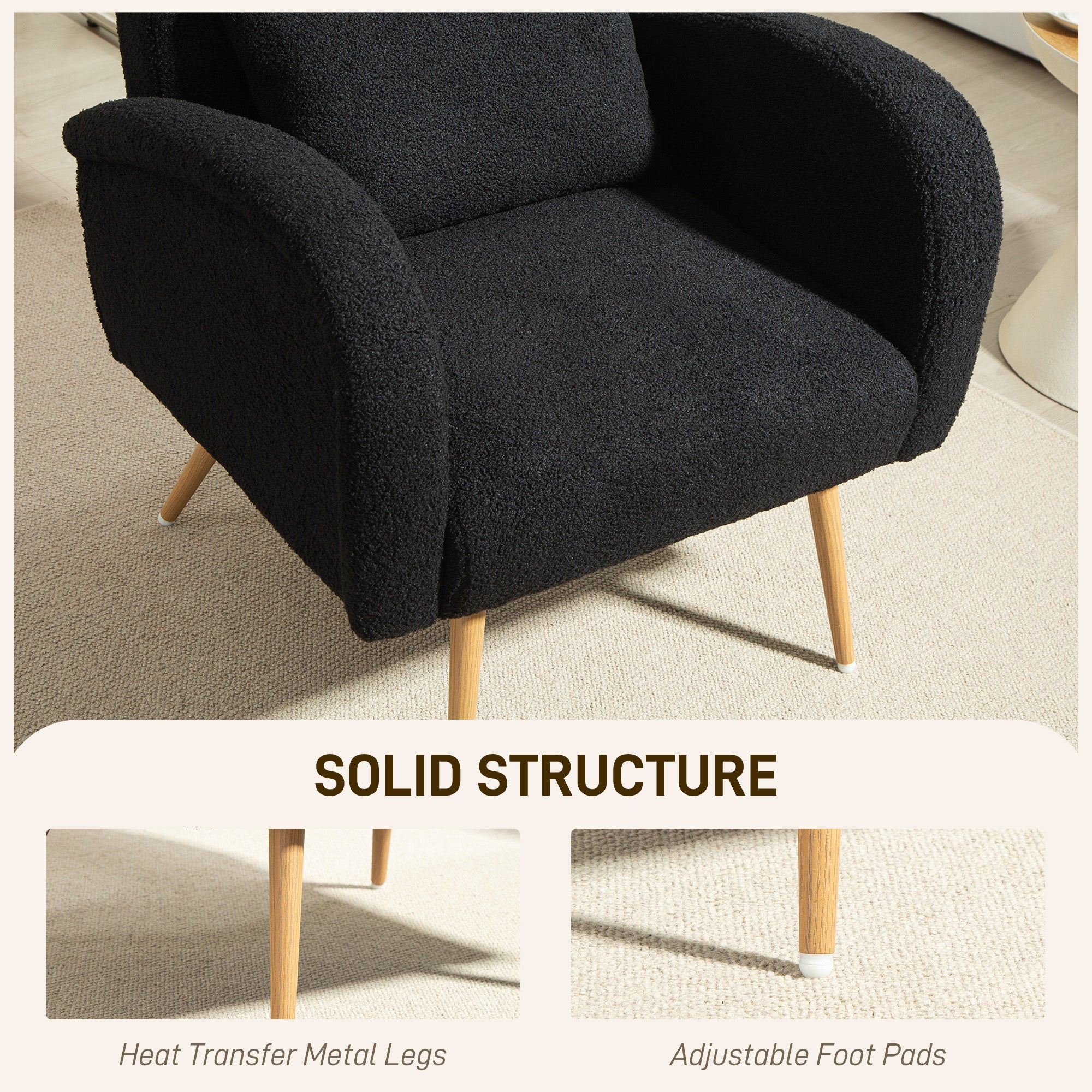 Kozy - Teddy Fleece Accent Chair - Black