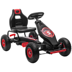 HOMCOM Pedal Go-Kart: Adjustable Seat, Inflatable Tyres & Handbrake for Kids, Red | Aosom UK