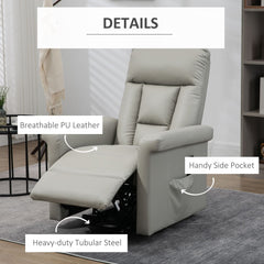 HOMCOM Power Lift Chair, PU Leather Recliner Sofa Chair for Elderly with Remote Control, Side Pocket, Grey | Aosom UK