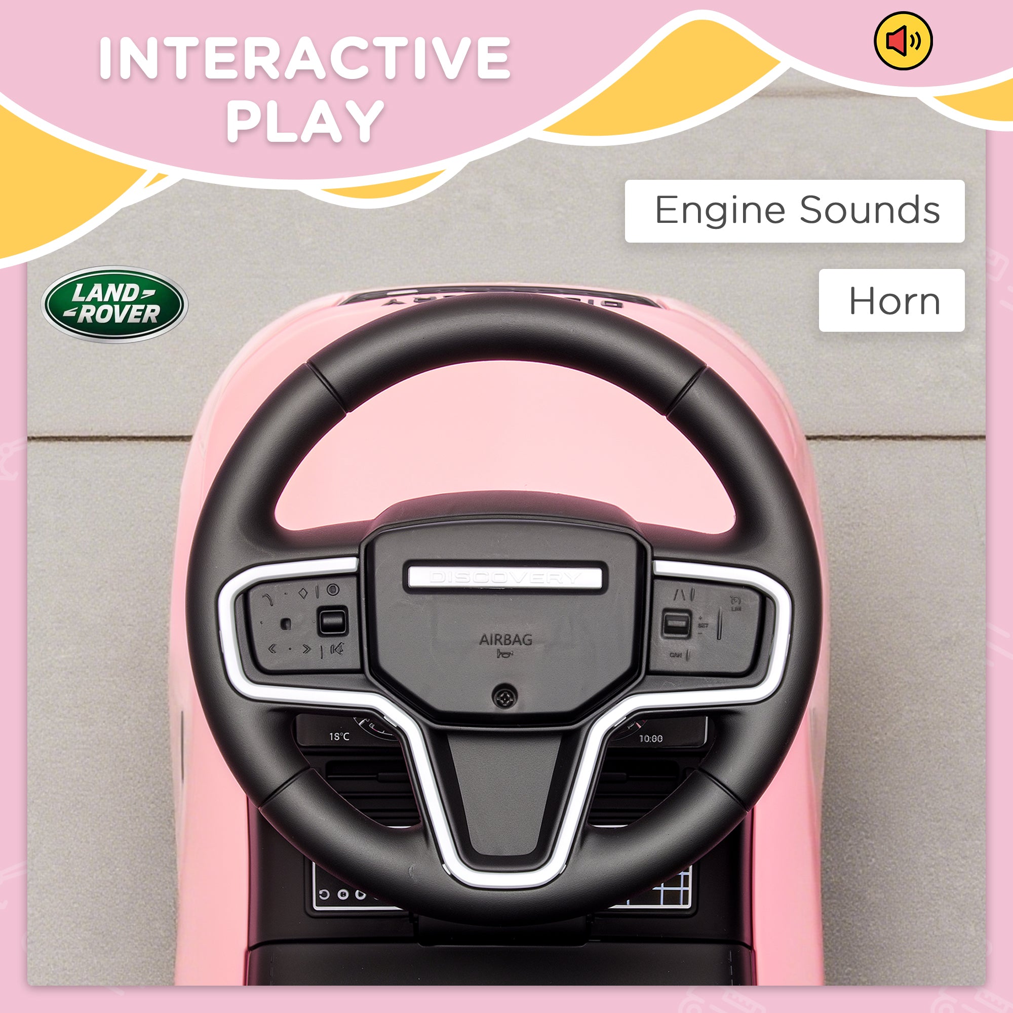 Kozy Land Rover Licensed Toddler Ride on Car with Horn, Engine Sounds, Under-Seat Storage, for 18-36 Months, Pink