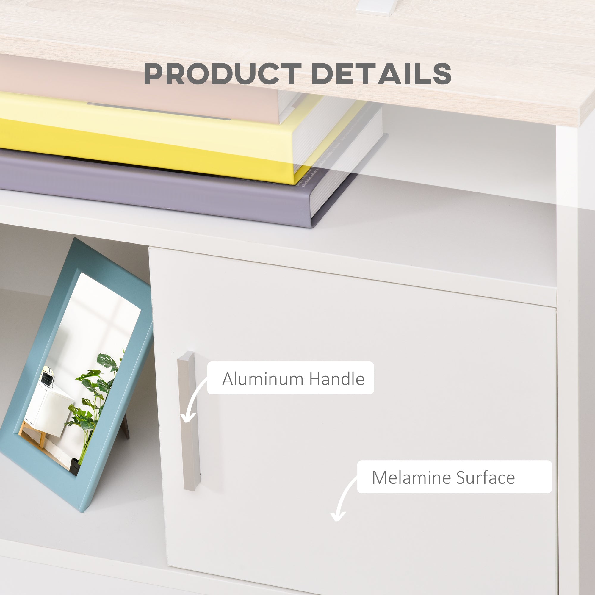 Kozy TV Stand Cabinet up to 50", Modern TV Unit with Storage, Open Shelves and Cable Management for Living Room, Bedroom, White