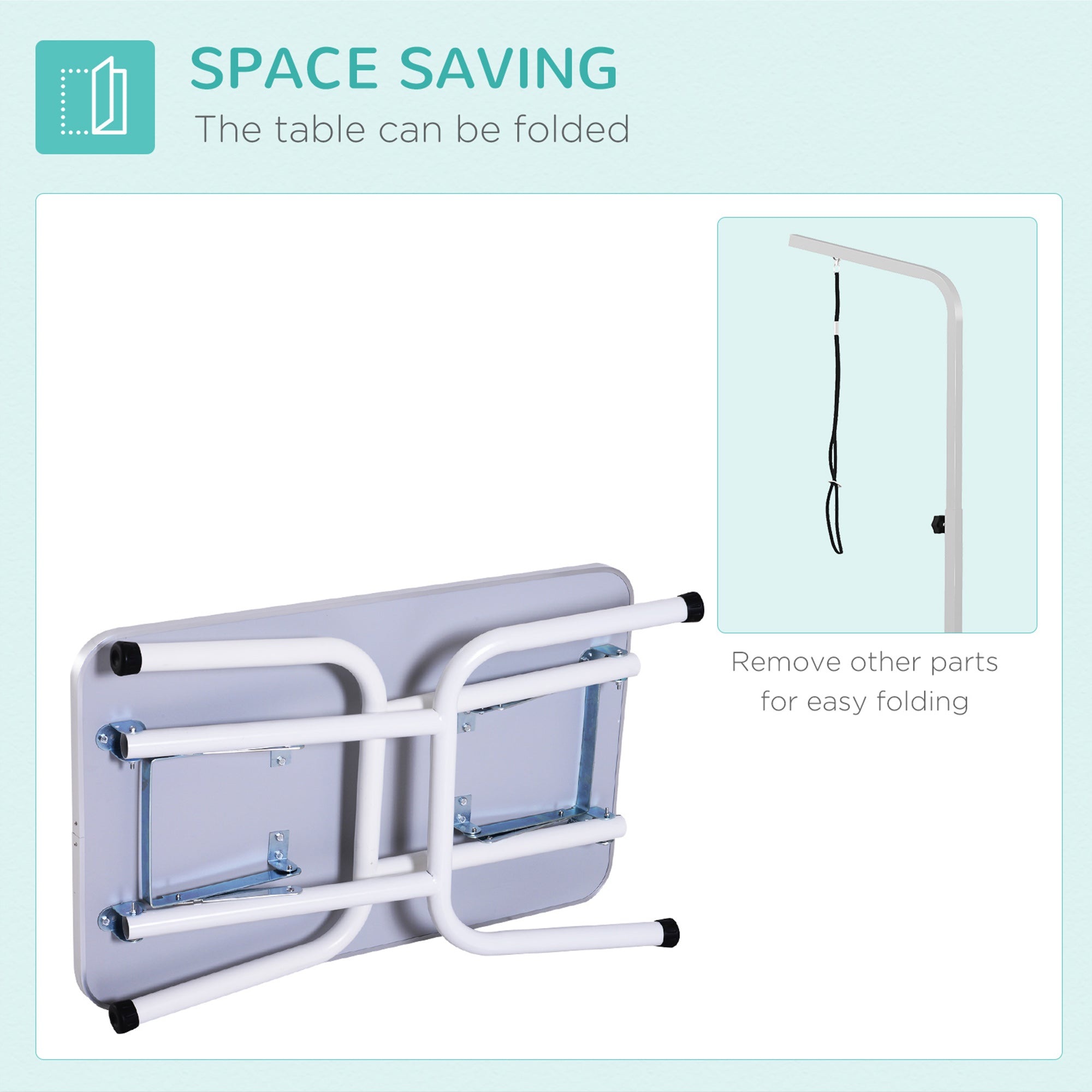 Kozy 32" Foldable Dog Grooming Table Pet Drying Beauty Table Adjustable Fixed Arm Rubber Top, Black