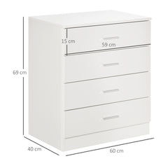 Kozy Chest of Drawers, 4 Drawers Storage Cabinet with Metal Rails, Anti-Tip for Playroom, Nursery Room, Hallway, etc