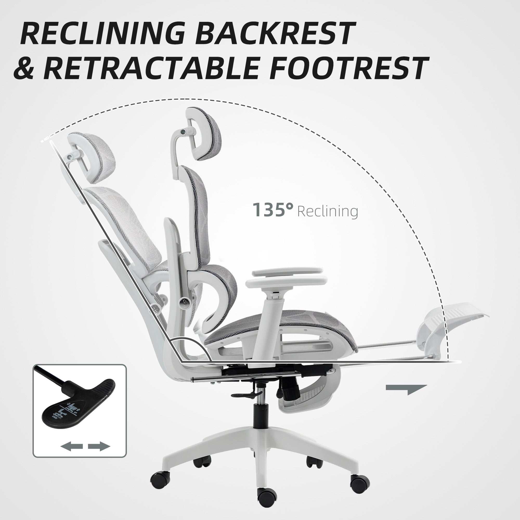 Kozy - Multi-Adjustable Mesh Office Chair - Grey and White