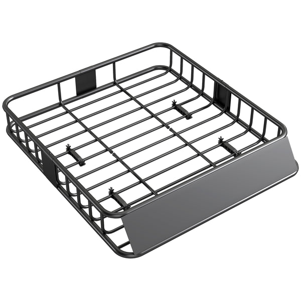 Universal Roof Rack Basket Tray, Car Rooftop Luggage Cargo Carrier Holder with Wind Fairing, Side Rails for SUVs, Pickups, Sedans, Off-Road Vehicles