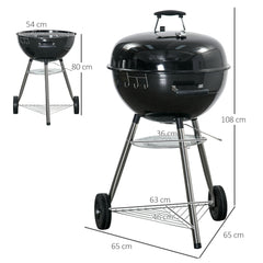 Kozy Portable Kettle Charcoal Grill - Black