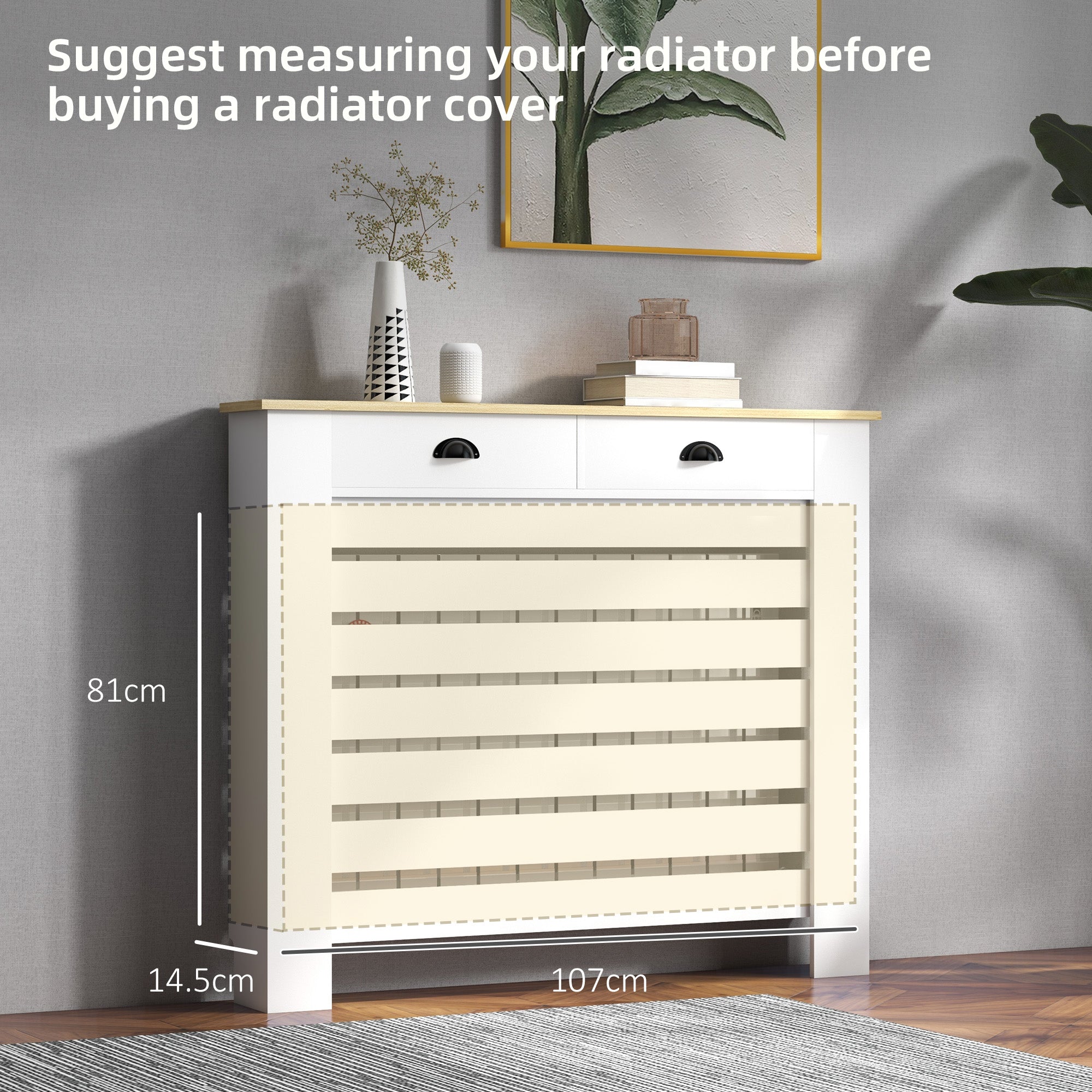 Kozy - 95.5H x 111Wcm Radiator Cover, with Drawer - White