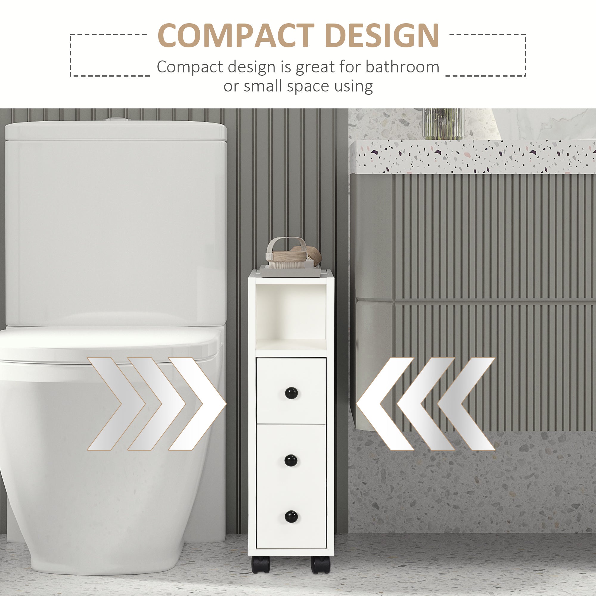 Kozy Slimline Bathroom Storage Cabinet - White