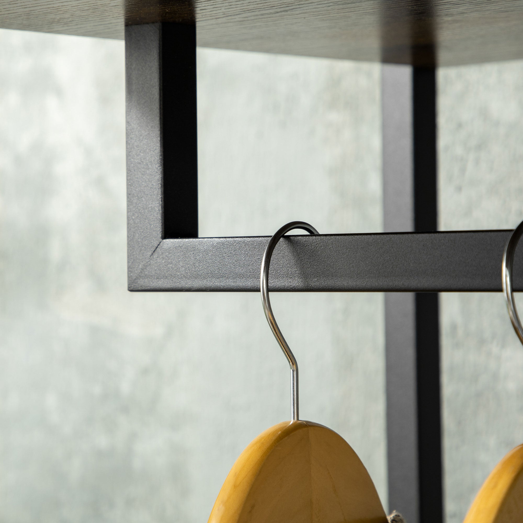 Kozy Clothes Rail, Metal Coat Stand, Garment Rack with 2 Fabric Storage Drawers, Single Wardrobe for Bedroom, Hallway, Rustic Brown and Grey