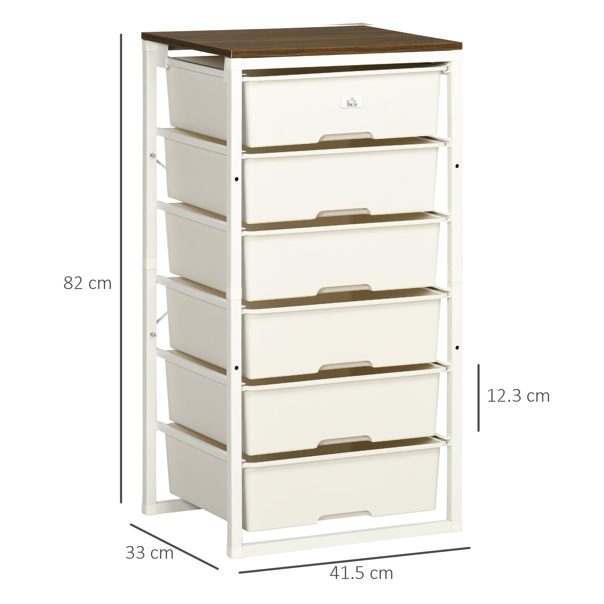 Kozy Bedroom Chest of Drawers, 6-Drawer Dresser, Tall Storage Drawer Unit with Steel Frame for Living Room, White