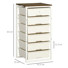 Kozy Bedroom Chest of Drawers, 6-Drawer Dresser, Tall Storage Drawer Unit with Steel Frame for Living Room, White