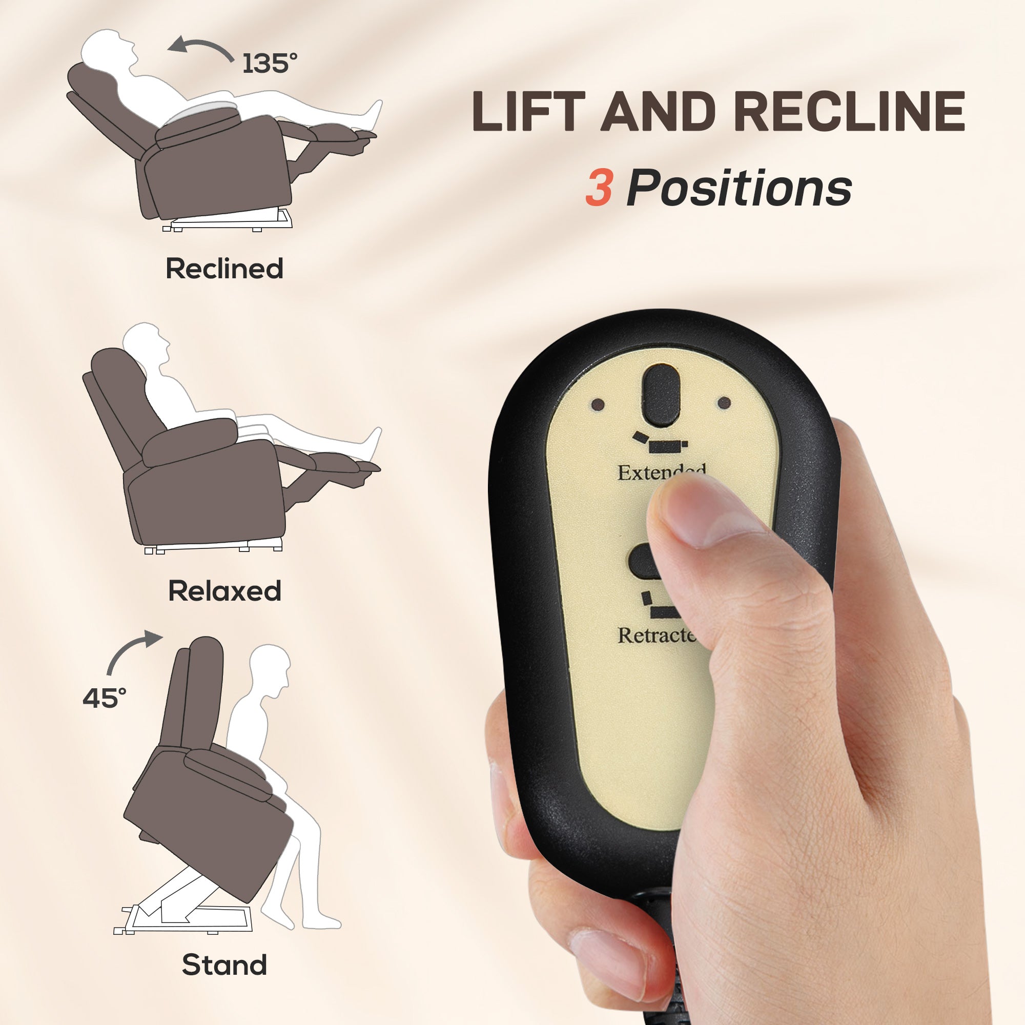 Kozy - Electric Rise/Recline Armchair, with Reading Light - Brown