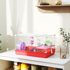 Kozy Hamster Cage, Small Gerbil Cage 2 Tiers Portable w/ Handle, Exercise Wheel, Water Bottle, Dishes