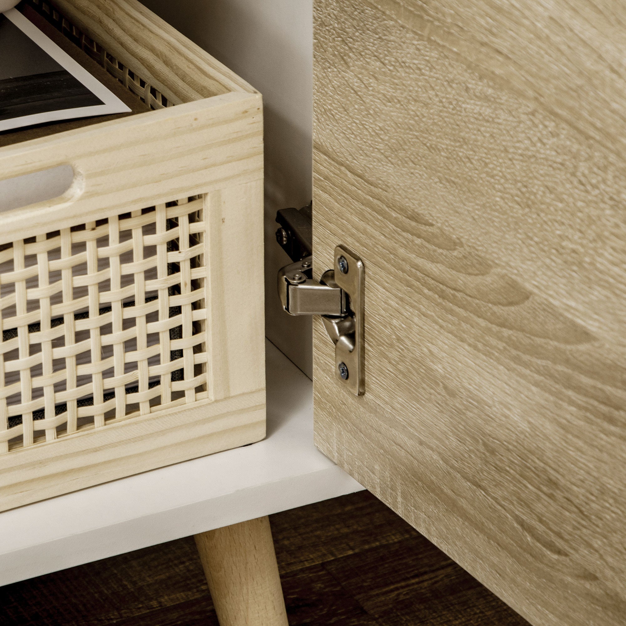 Kozy TV Unit Cabinet for TVs up to 50 Inches, TV Stand with Storage Cabinets and Drawer for Living Room and Bedroom, Natural