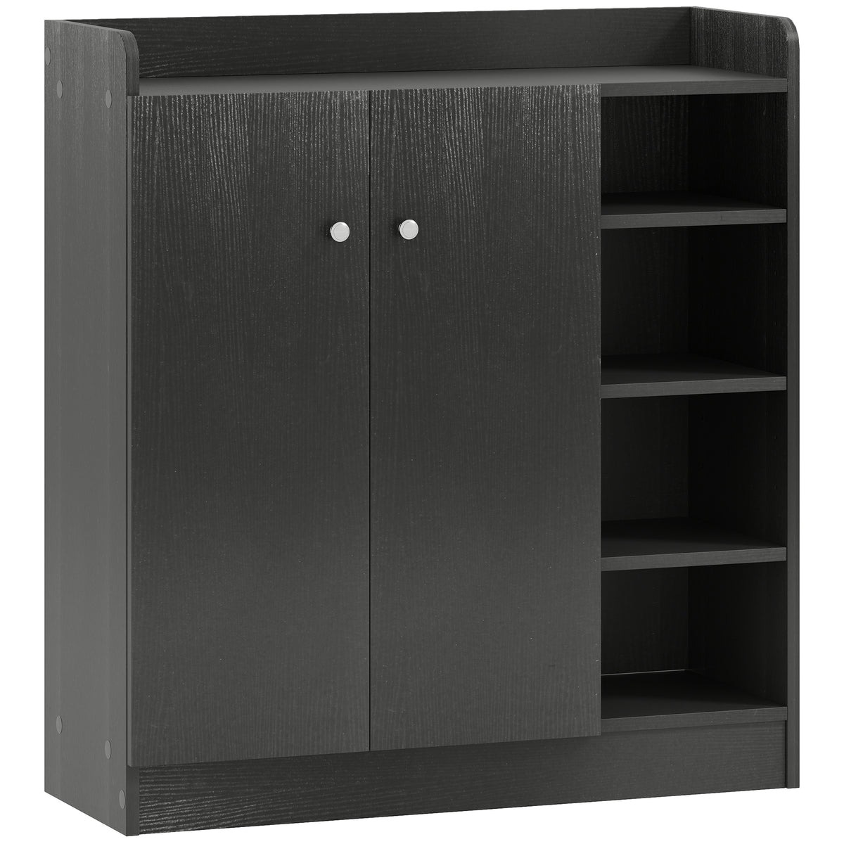 Kozy Shoe Storage Cabinet with Adjustable Shelves - Black