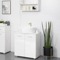 kleankin Pedestal Under Sink Cabinet: Bathroom Vanity Storage Cupboard with Adjustable Shelf, White Colour | Aosom UK