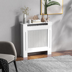 Kozy Wooden Radiator Cover Heating Cabinet Modern Home Furniture Grill Style  White Painted (Small)