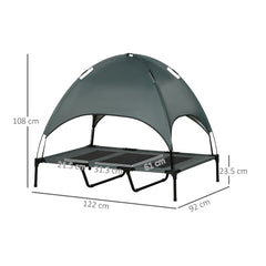 Kozy Raised Dog Bed Waterproof Elevated Pet Cot with Breathable Mesh UV Protection Canopy Grey, for XL Dogs, 122 x 92 x 108cm