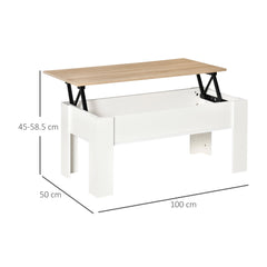 HOMCOM Lift Top Coffee Table with Hidden Storage Compartment, Lift Tabletop Pop-Up Center Table for Living Room | Aosom UK