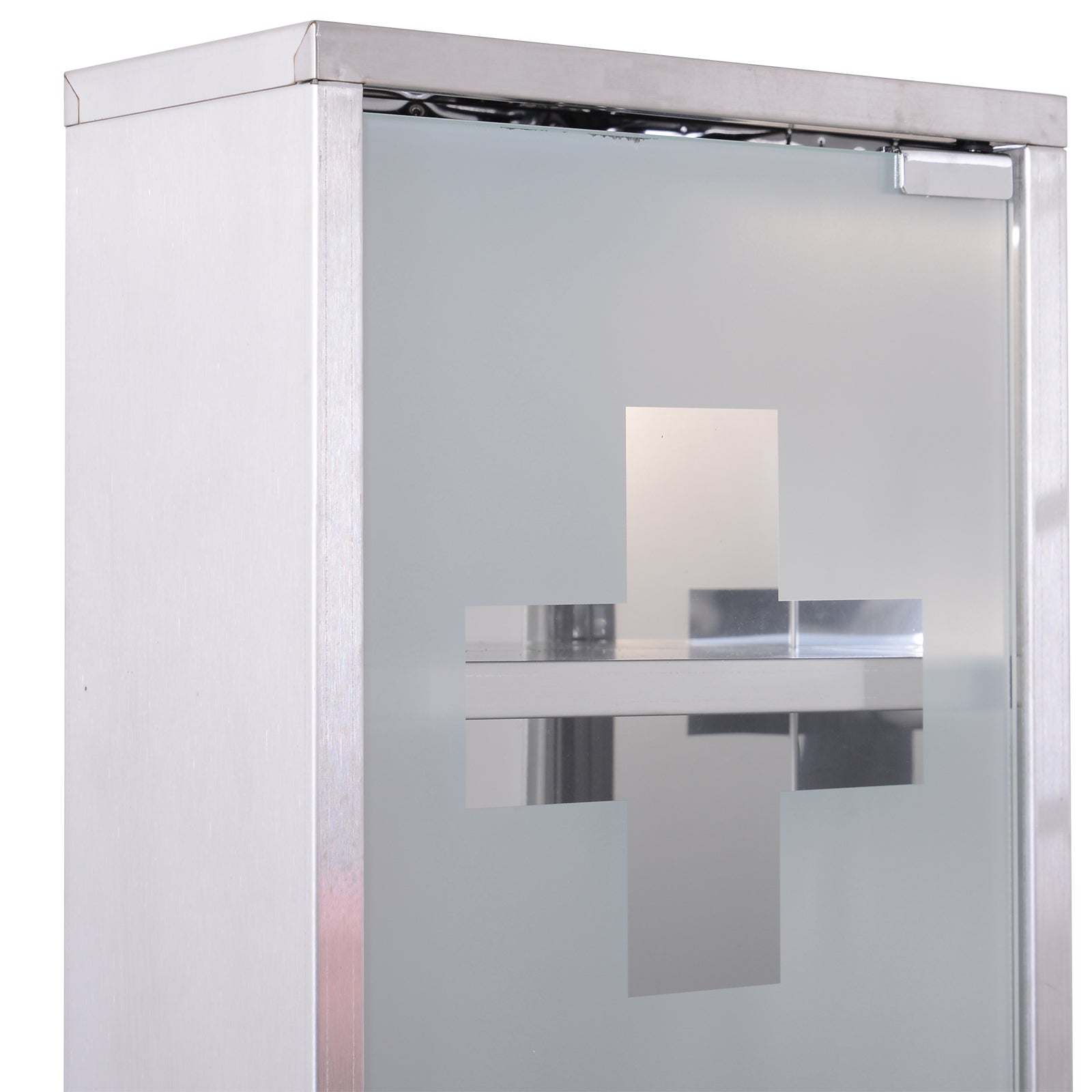 Kozy Stainless Steel wall mounted Medicine Cabinet with 2 Shelves + Security Glass Door Lockable 48 cm(H)