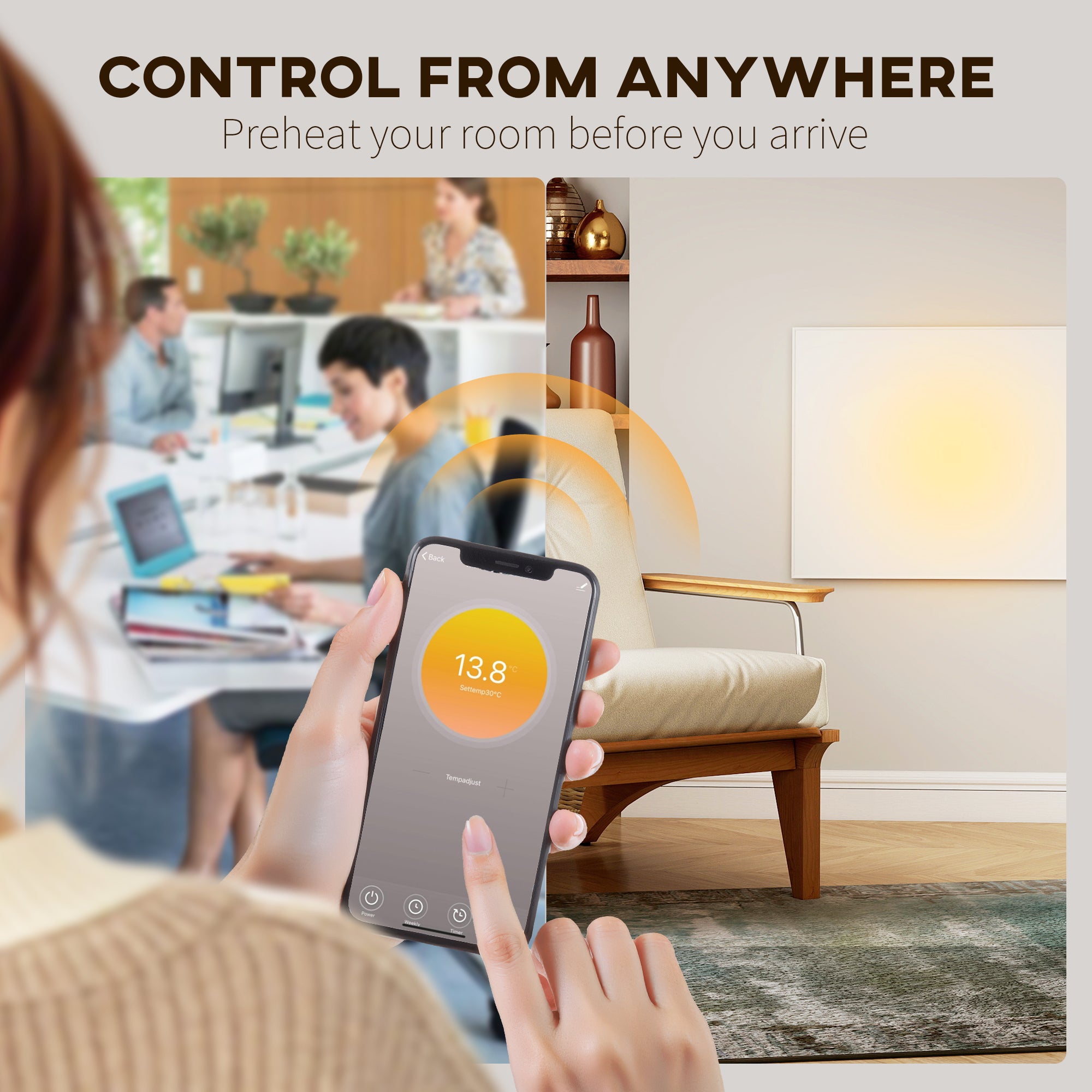 Kozy Wifi Smart Electric Heater, Far Infrared, Wall Mounted - 170W