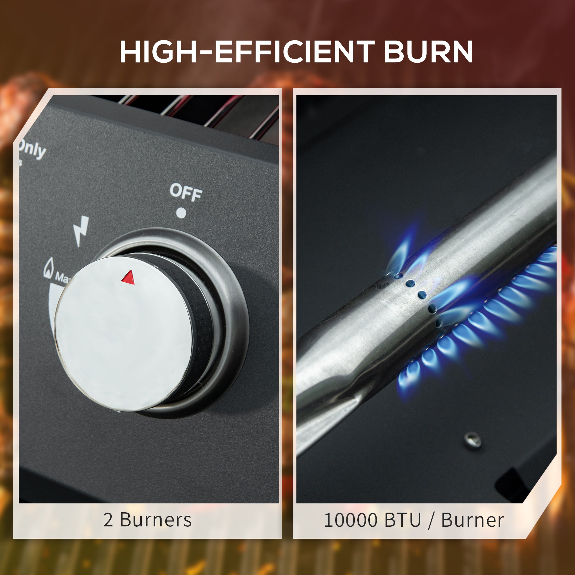 Kozy 2 Burner Gas BBQ Grill Outdoor Portable Folding Tabletop Barbecue w/ Lid, Thermometer, Carbon Steel, Black