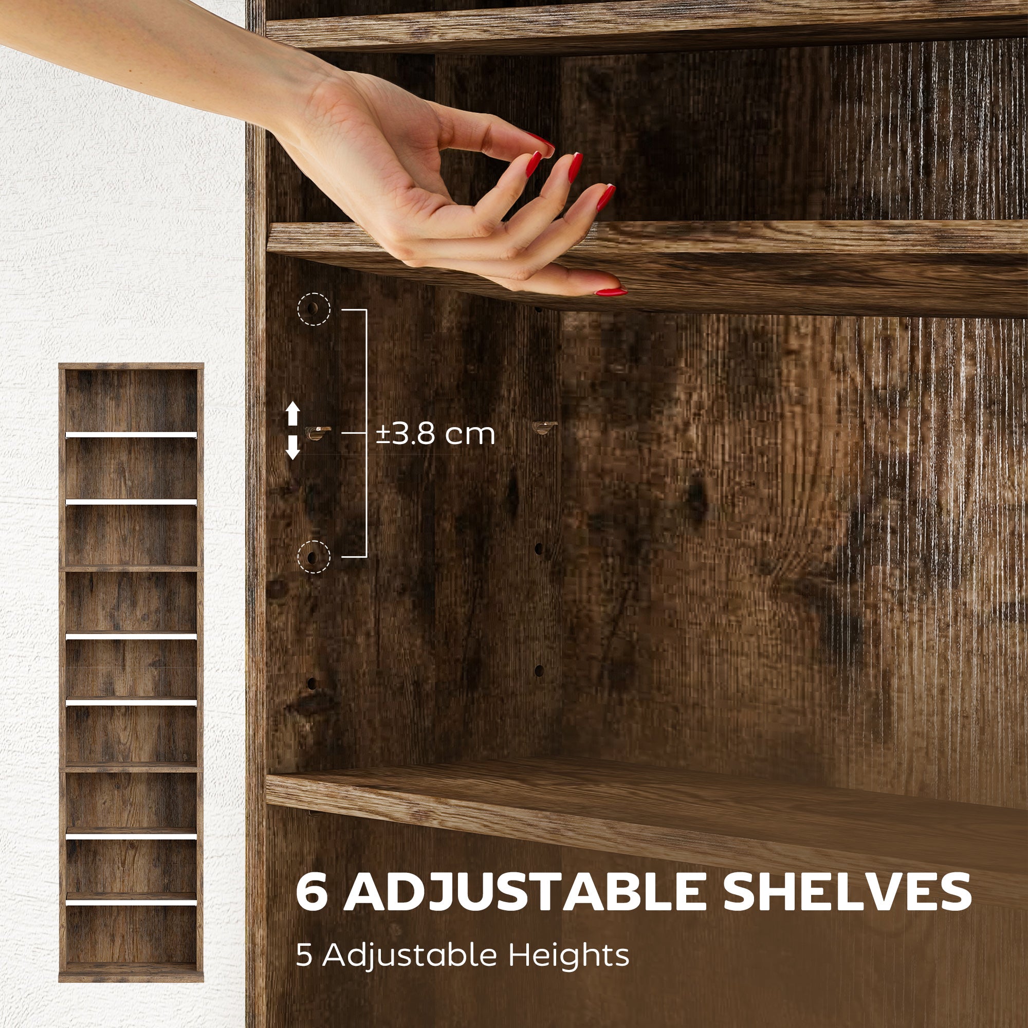 Kozy 260 Narrow CD Storage Unit - Rustic Brown