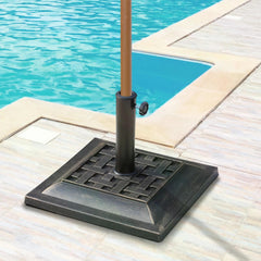 Outsunny Garden Parasol Base: Heavy-Duty 44cm Square Bronze Resin, Weatherproof, Elegant Design | Aosom UK