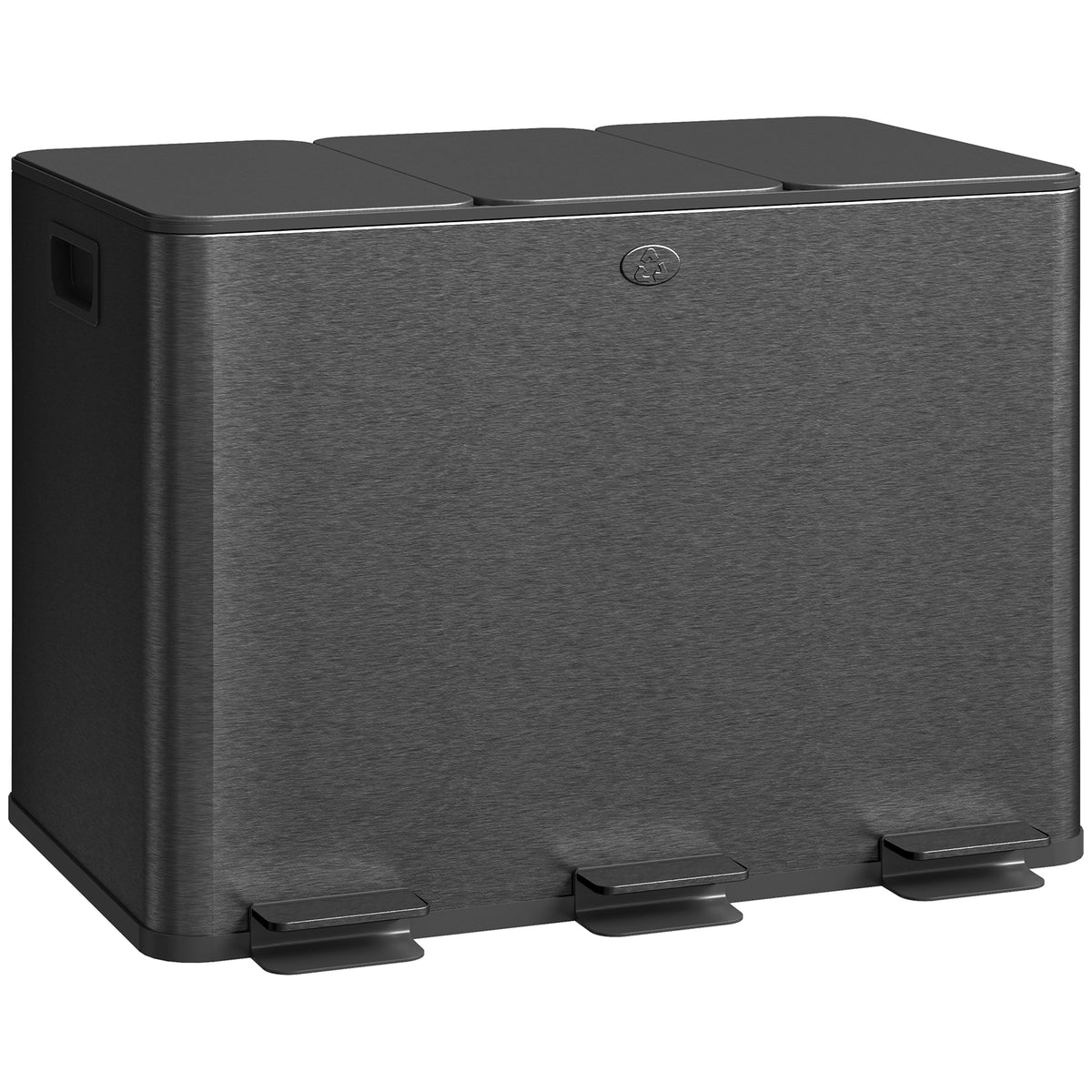 Kozy - 3 x 20L Pedal Bin, Steel Triple Kitchen Bin with Soft Close Lid, Removable Inner Buckets, Fingerprint-Proof, Black