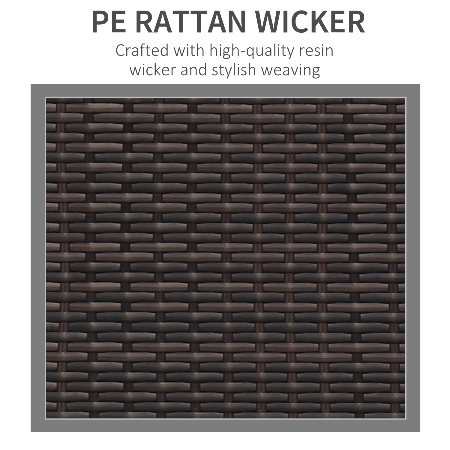 Kozy 3 Seater Rattan Sofa, All-Weather Wicker Weave Metal Frame Chair with Fire Resistant Cushion, Brown