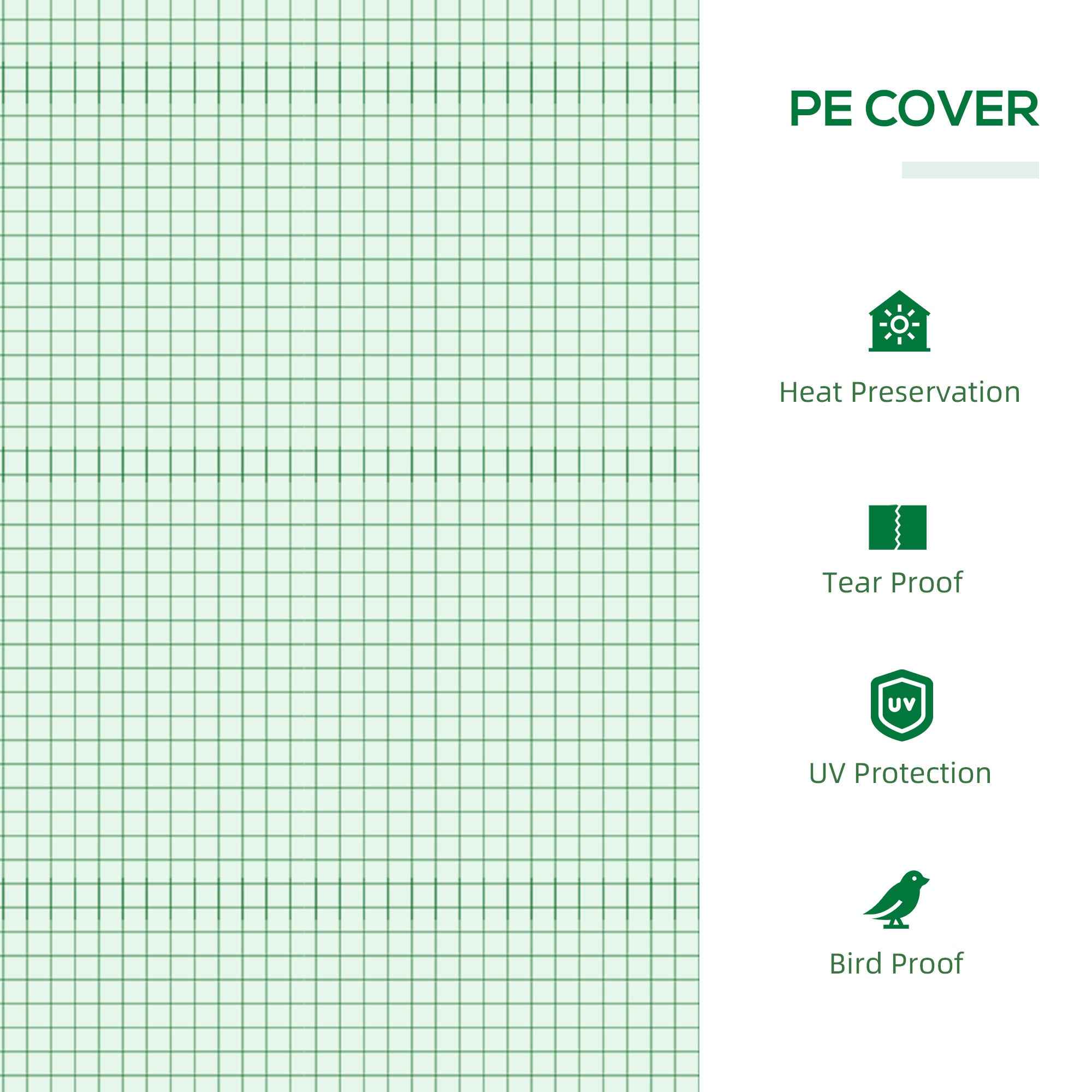 Kozy Mini Greenhouse, Small Plant Grow House for Outdoor with Durable PE Cover, Observation Windows, 120 x 60 x 60 cm, Green