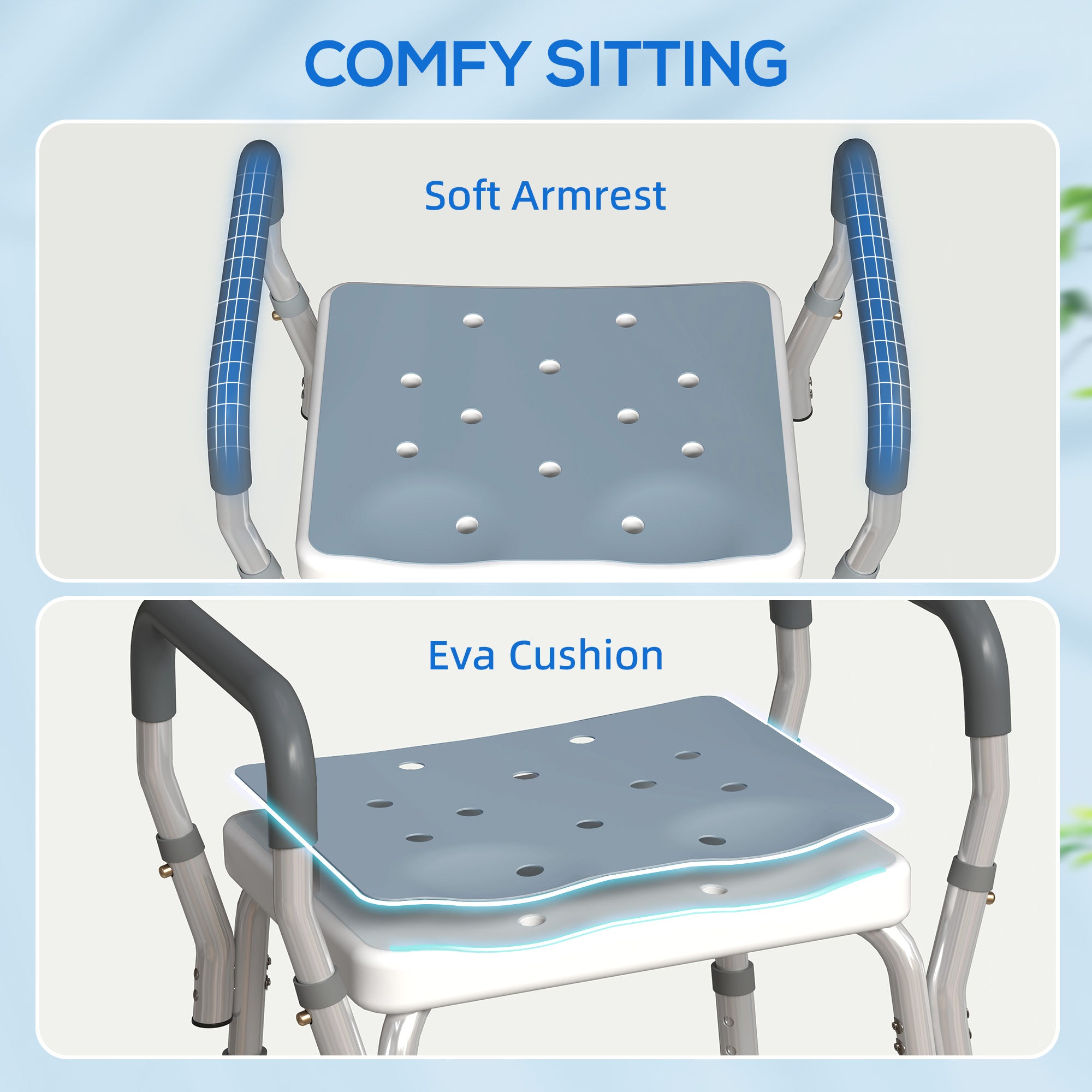 Kozy - 57-69cm Aluminium Frame Bath Seat - Light Blue