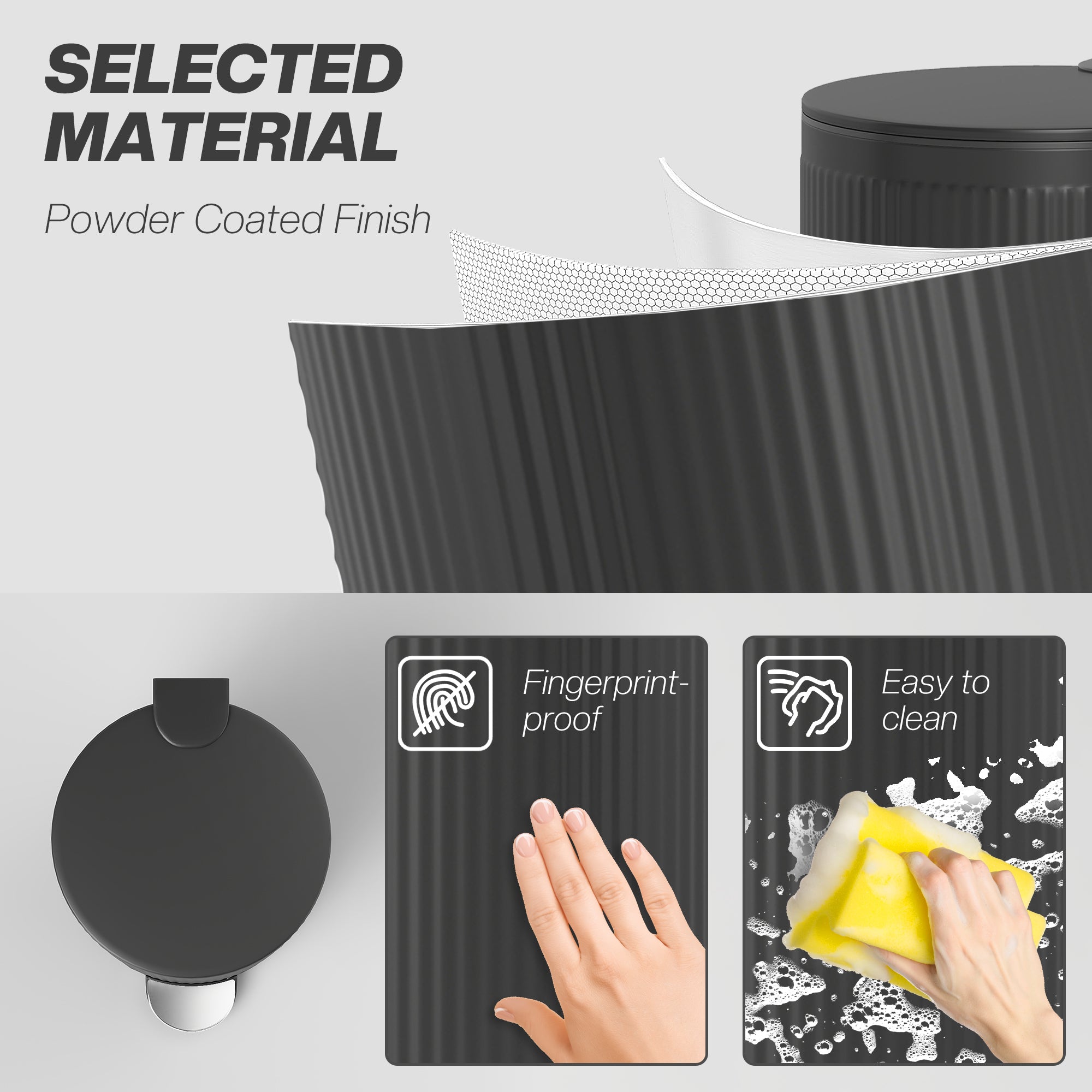 Kozy 30 Litre Pedal Kitchen Bin with Soft Close and Stay Open Lid, Rubbish Bin with Removable Inner Bucket for Kitchen, Office, Home, Black